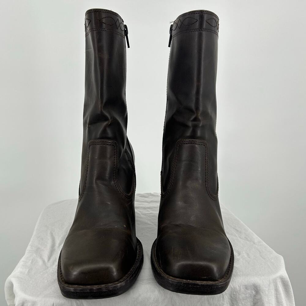 Vintage y2k Women's Chocolate Dark Brown Skechers Chunky Platform Boots 10M - Picture 2 of 8